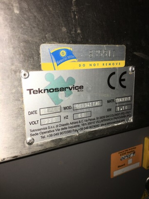 Alba & Teknoservice Floor Style Croissant Machine! Production Rate Of Up To 12,000 Croissant Per Hour! Model 003941TAG Serial 1104087001! 220V! Not Tested! - Image 12 of 12