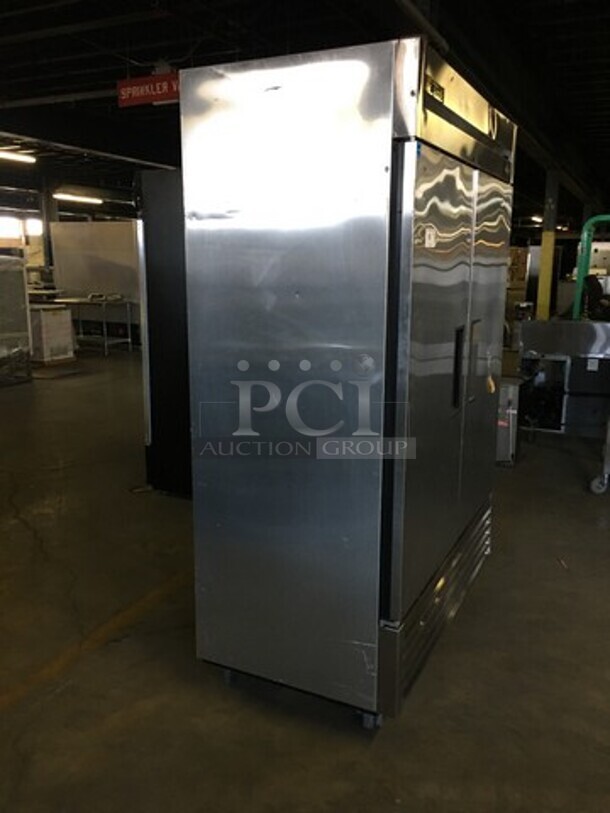 True Commercial 2 Door Reach In Cooler! With Poly Coated Racks! All Stainless Steel! Model T49 Serial 7140946! 115V 1 Phase! Powers On But Does Not Get Down To Temp! - Image 2 of 9