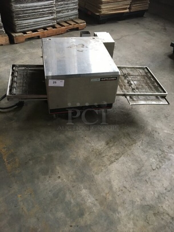 Lincoln Commercial Countertop Electric Powered Conveyor Pizza Oven! All Stainless Steel! Model 1301 Serial 30062870784! 208V 1Phase! On Legs!