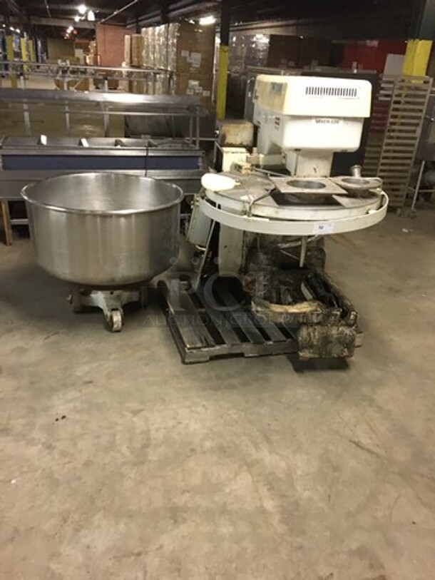 Diosna Commercial Floor Style Heavy Duty Spiral Mixer! With Stainless Steel Bowl On Casters! Model SP240AF Serial 88924388! 480V! Not Tested!