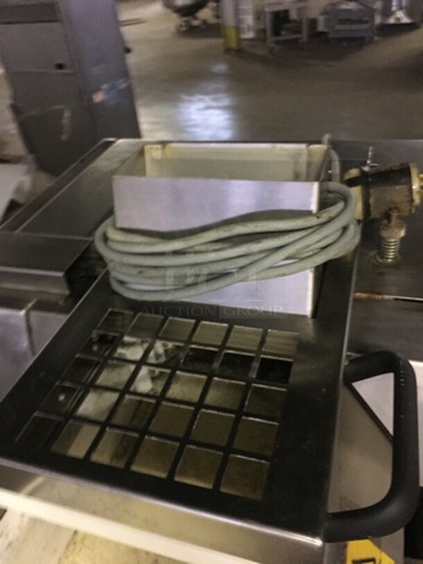 Nice! Koenig Floor Style Dough Sheeting Line!  Compact Dough Sheeting Machine For Various Buns - Triangular, Angular, & Rhombic! Model Teigbandmaschine Serial 3230017! All Stainless Steel Body! On Commercial Casters!  - Image 9 of 12