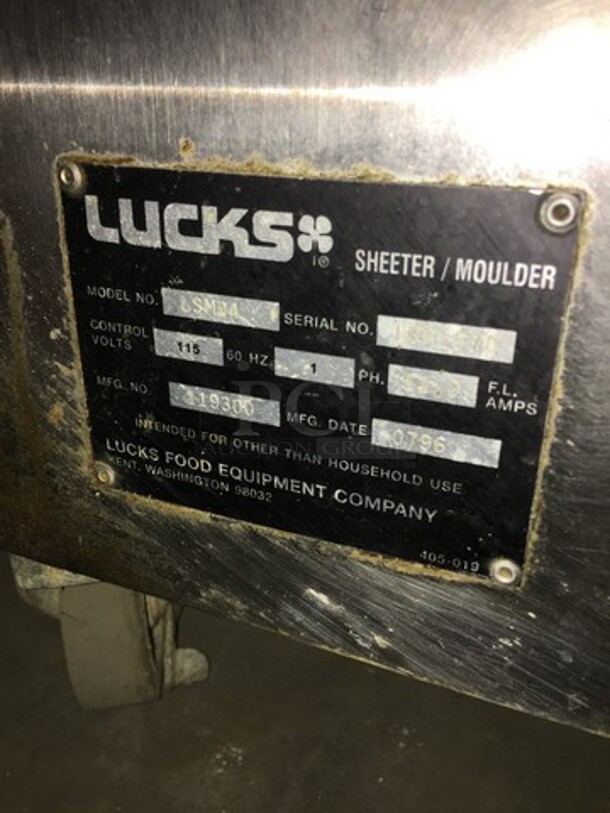 Lucks Floor Style Commercial Dough Sheeter/Molder! Model LSM24 Serial 1021070! 115V 1 Phase! On Casters!  - Image 10 of 11