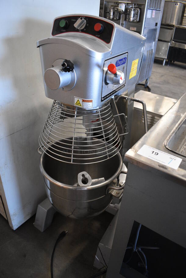 FANTASTIC! 2020 PrepPal Model PPM-30 Metal Commercial Floor Style 30 Quart Planetary Mixer w/ Stainless Steel Bowl, Bowl Guard and Whisk Attachment. 110 Volts, 1 Phase. 22x24x49. Tested and Working!