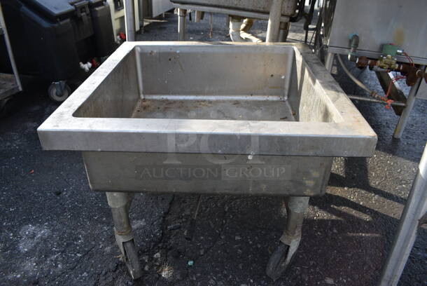 Stainless Steel Commercial Bin on Commercial Casters. 26x26x19.5