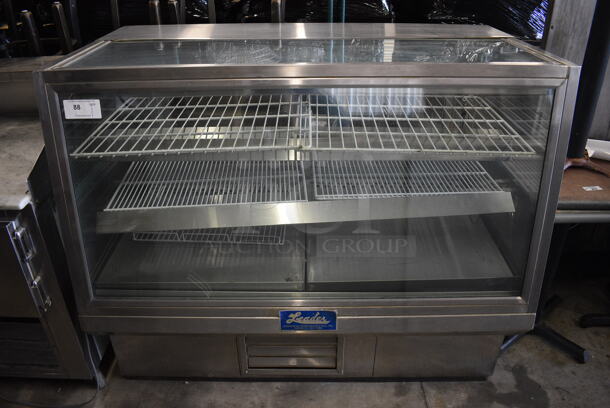 WOW! Leader Stainless Steel Commercial Floor Style Deli Display Case Merchandiser w/ Poly Coated Racks. 115 Volts, 1 Phase. 57x34x48.5. Tested and Working!