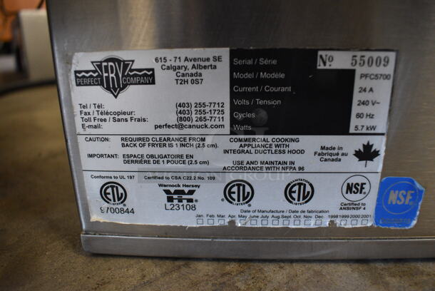 WOW! Perfect Fry Company Model PFC5700 Stainless Steel Commercial Countertop Electric Powered Ventless Fryer. 240 Volts. 17x17x23.5 - Image 7 of 7