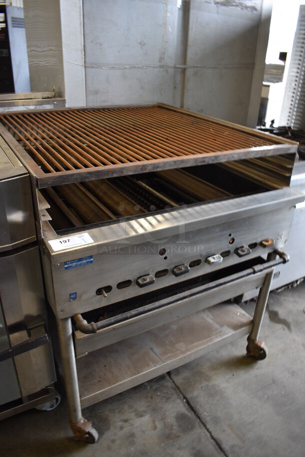 WOW! Jade Range Stainless Steel Commercial Countertop Gas Powered Charbroiler Grill w/ Stainless Steel Commercial Equipment Stand on Commercial Casters. 36x42x40.5 - Image 4 of 8