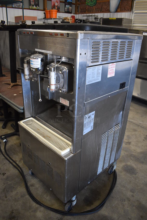 FANTASTIC! 2008 Taylor Model 342D-27 Stainless Steel Commercial Floor Style Air Cooled 2 Flavor Frozen Beverage Machine w/ Drink Mixing Attachment on Commercial Casters. 208-230 Volts, 1 Phase. 26x33x61 - Image 2 of 11