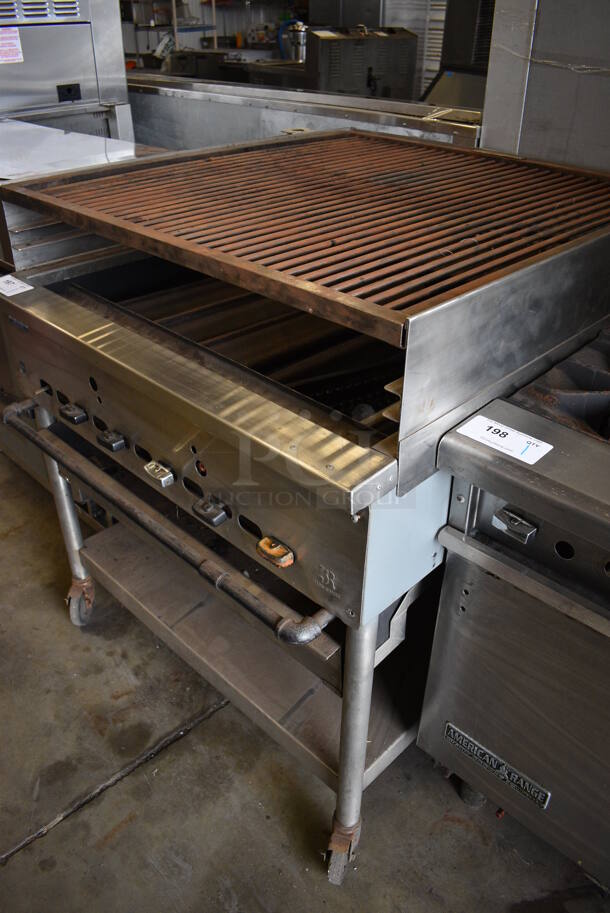 WOW! Jade Range Stainless Steel Commercial Countertop Gas Powered Charbroiler Grill w/ Stainless Steel Commercial Equipment Stand on Commercial Casters. 36x42x40.5 - Image 7 of 8