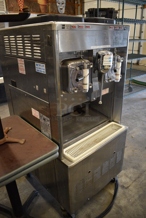FANTASTIC! 2008 Taylor Model 342D-27 Stainless Steel Commercial Floor Style Air Cooled 2 Flavor Frozen Beverage Machine w/ Drink Mixing Attachment on Commercial Casters. 208-230 Volts, 1 Phase. 26x33x61 - Image 4 of 11