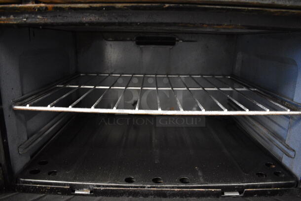 NICE! Garland Metal Commercial 6 Burner Range w/ Right Side Flat Top Griddle, 2 Lower Ovens and Stainless Steel Overshelf. 60x32x59 - Image 7 of 8