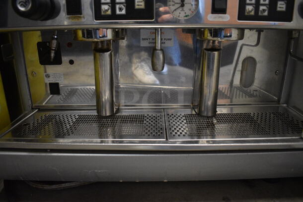 GORGEOUS! LavAzza Stainless Steel Commercial Countertop 2 Group Espresso Machine w/ 2 Portafilters and Steam Wand. 250 Volt Plug. 28x23x21 - Image 4 of 8