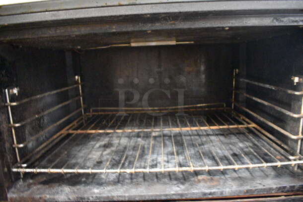 GREAT! Tri-Star Stainless Steel Commercial Gas Powered 6 Burner Range w/ Lower oven and Stainless Steel Overshelf on Commercial Casters. 36x32x56  - Image 6 of 6