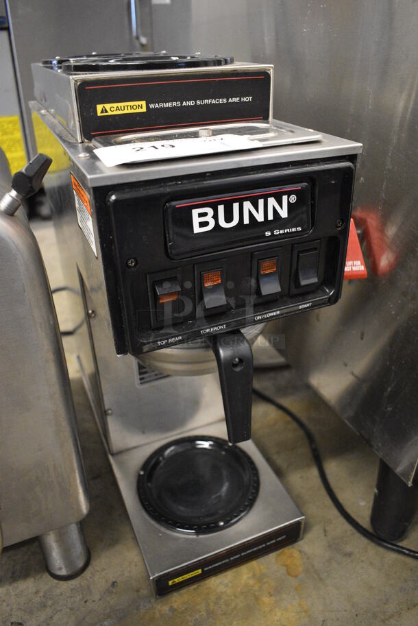 NICE! Bunn Model STF-15 Stainless Steel Commercial Countertop 3 Burner Coffee Machine w/ Hot Water Dispenser and Metal Brew Basket. 120 Volts, 1 Phase. 10x18x21 - Image 2 of 6