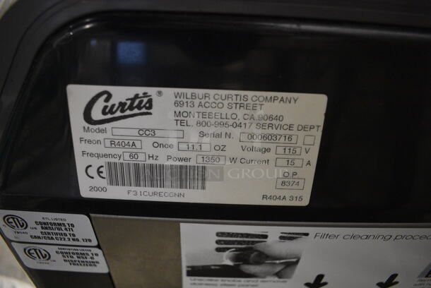 NICE! Curtis Model CC3 Metal Commercial Countertop 3 Hopper Slushie Machine. 115 Volts, 1 Phase. 24x24x31. Tested and Working! - Image 7 of 8