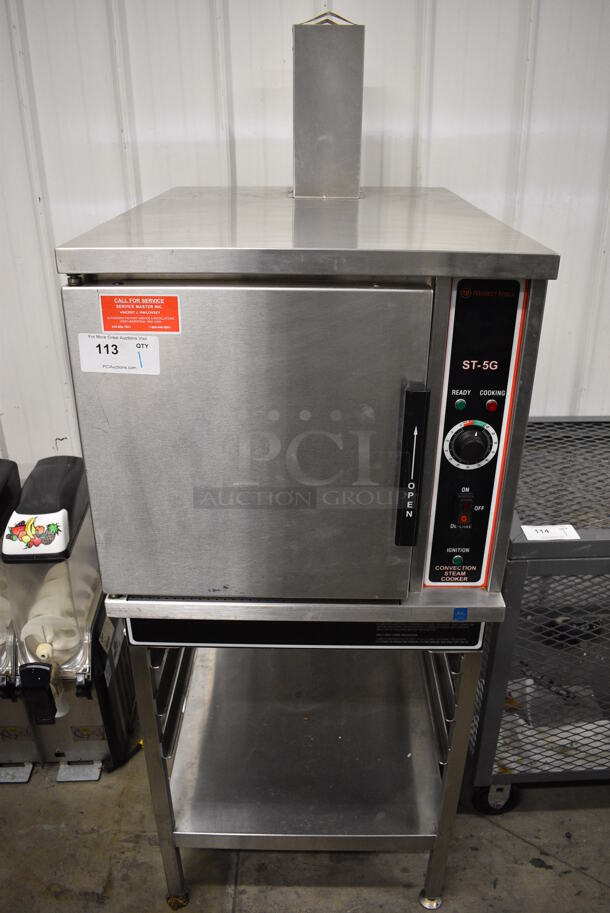 GORGEOUS! Market Forge Model ST-5G Stainless Steel Commercial Countertop Style Propane Gas Powered Single Compartment Steam Cabinet on Stand. 42,000 BTU. 24x32x68 - Image 1 of 8