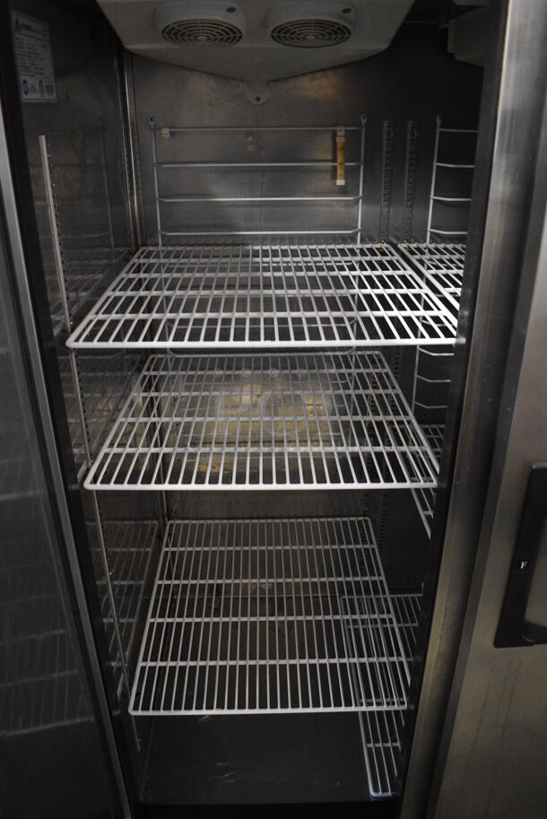 SWEET! Everest Model ESF2 Stainless Steel Commercial 2 Door Reach In Freezer w/ Poly Coated Racks on Commercial Casters. 115 Volts, 1 Phase. 49x32x79. Tested and Working! - Image 5 of 6