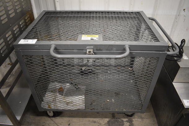 Gray Metal Portable Cage Cart on Commercial Casters. 41x30x34 - Image 1 of 6