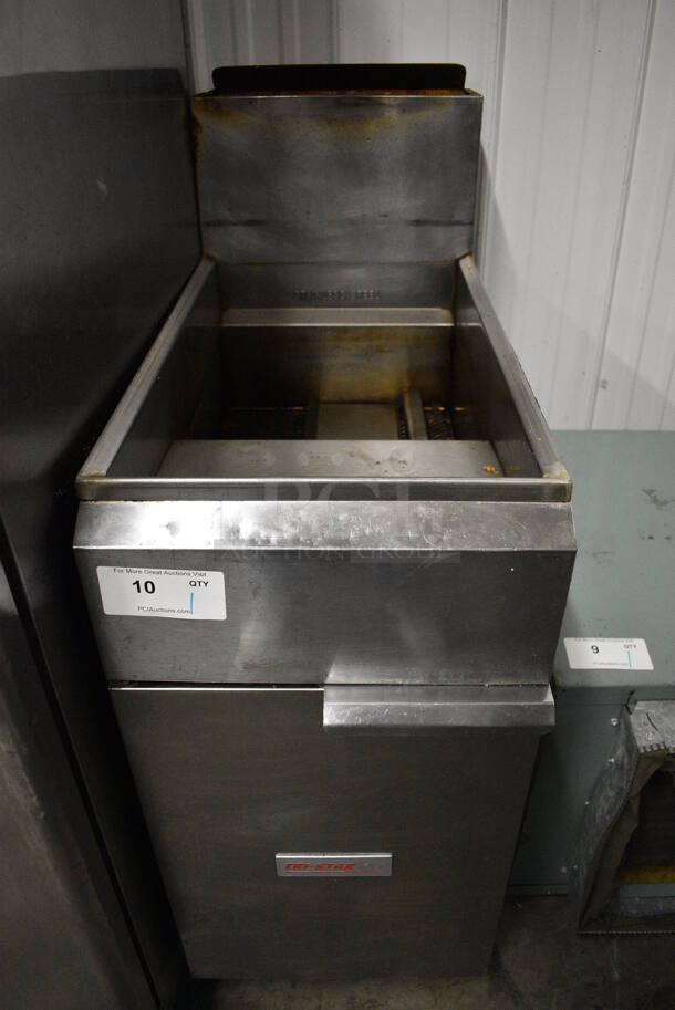 NICE! Tri-Star Stainless Steel Commercial Floor Style Gas Powered Deep Fat Fryer. 15.5x32x46