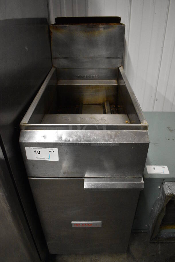 NICE! Tri-Star Stainless Steel Commercial Floor Style Gas Powered Deep Fat Fryer. 15.5x32x46 - Image 1 of 6