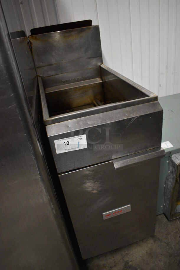 NICE! Tri-Star Stainless Steel Commercial Floor Style Gas Powered Deep Fat Fryer. 15.5x32x46 - Image 4 of 6