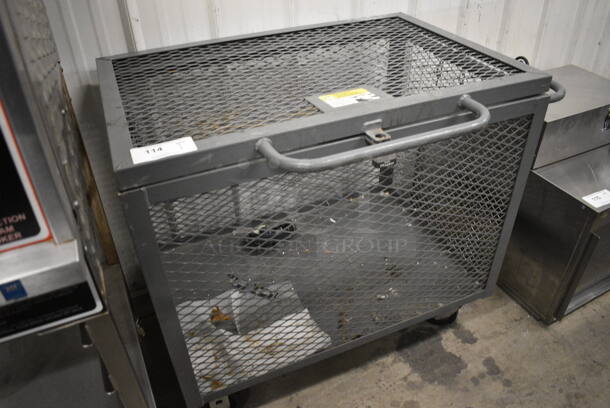 Gray Metal Portable Cage Cart on Commercial Casters. 41x30x34 - Image 5 of 6