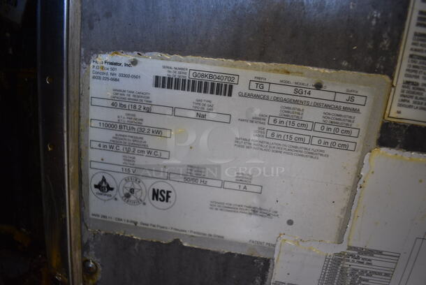 BEAUTIFUL! Pitco Frialator Model SG14 Stainless Steel Commercial Natural Gas Powered Deep Fat Fryer w/ Filtration System on Commercial Casters. 110,000 BTU. 31.5x34.5x46 - Image 6 of 7