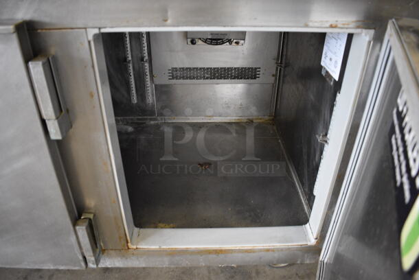 WOW! 2010 Kairak Model KBP-91S Stainless Steel Commercial Prep Table on Commercial Casters w/ Top Lid and 3 Doors. 115 Volts, 1 Phase. 91x32x37. Cannot Test Due To Plug Style - Image 6 of 8