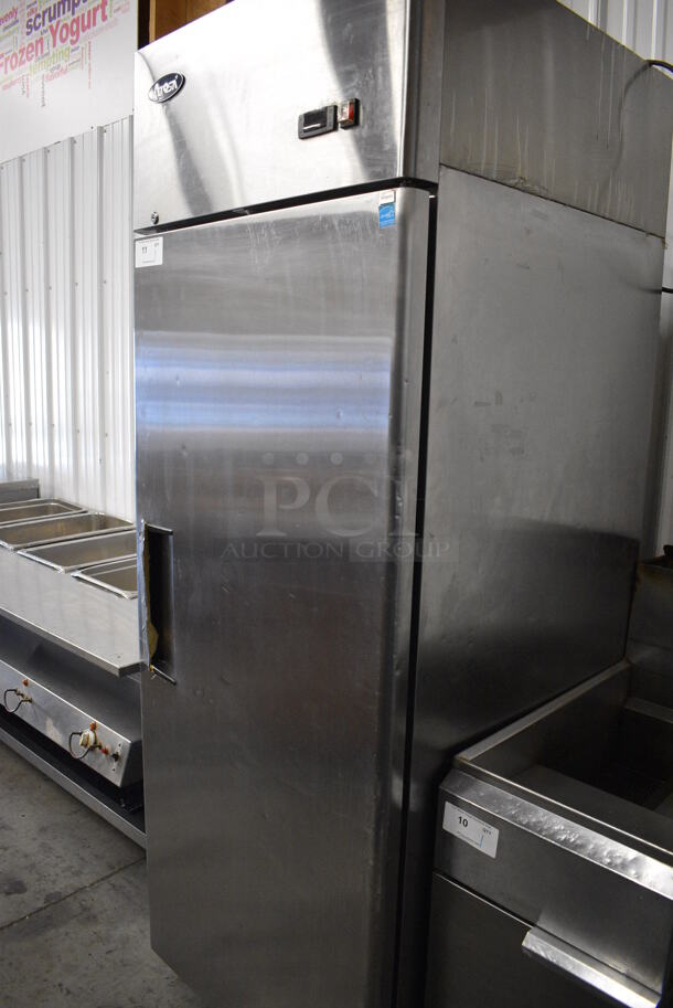 GREAT! 2015 Atosa Model MBF8004 ENERGY STAR Stainless Steel Commercial Single Door Reach In Cooler w/ Poly Coated Racks on Commercial Casters. 115 Volts, 1 Phase. 29x32x83. Tested and Working! - Image 3 of 6