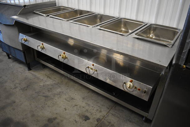 NICE! Stainless Steel Commercial Electric Powered 5 Well Steam Table w/ Undershelf. 72.5x34x35. Cannot Test Due To Plug Style - Image 4 of 6