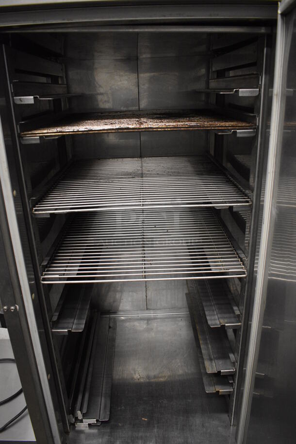 NICE! Carter Hoffmann Stainless Steel Commercial Floor Style Single Door Portable Cooler on Commercial Casters. 26x32x74. Tested and Powers On But Does Not Get Cold - Image 5 of 5