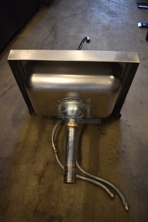 Advance Tabco Stainless Steel Commercial Single Bay Wall Mount Sink w/ Faucet and Handles. 17.5x15.5x24 - Image 2 of 5
