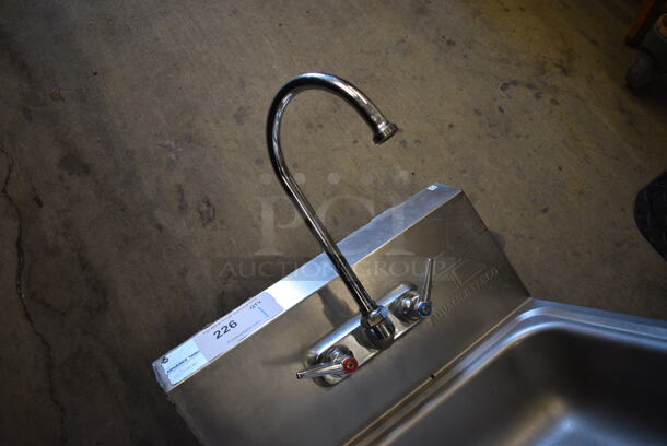 Advance Tabco Stainless Steel Commercial Single Bay Wall Mount Sink w/ Faucet and Handles. 17.5x15.5x24 - Image 4 of 5