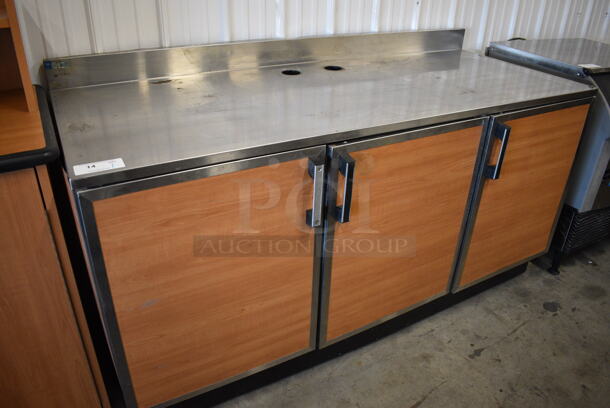 Duke Stainless Steel Commercial Counter w/ 3 Wood Pattern Doors. 72x30x42 - Image 6 of 6