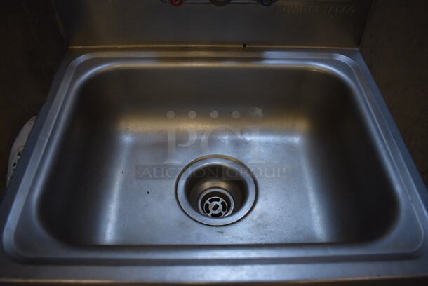 Advance Tabco Stainless Steel Commercial Single Bay Wall Mount Sink w/ Faucet and Handles. 17.5x15.5x24 - Image 5 of 5