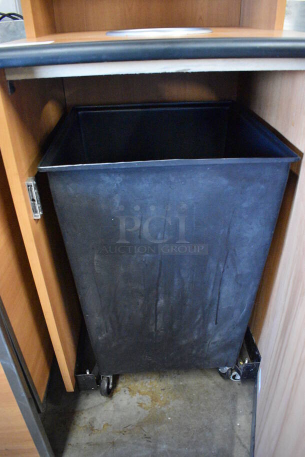 Wood Pattern Trash Can Shell w/ Trash Deposit Hole, Tray Slide, Front Door and Poly Trash Can. 25.5x25.5x50 - Image 4 of 4