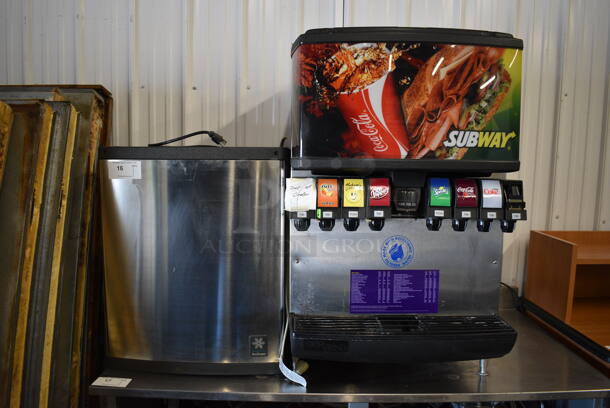 ALL ONE MONEY! Lot of Manitowoc Model QY0424A Stainless Steel Commercial Air Cooled Ice Machine Head and SerVend Model MD175 Stainless Steel Commercial 8 Flavor Carbonated Beverage Machine. 115 Volts, 1 Phase. 24x30x65 - Image 2 of 9
