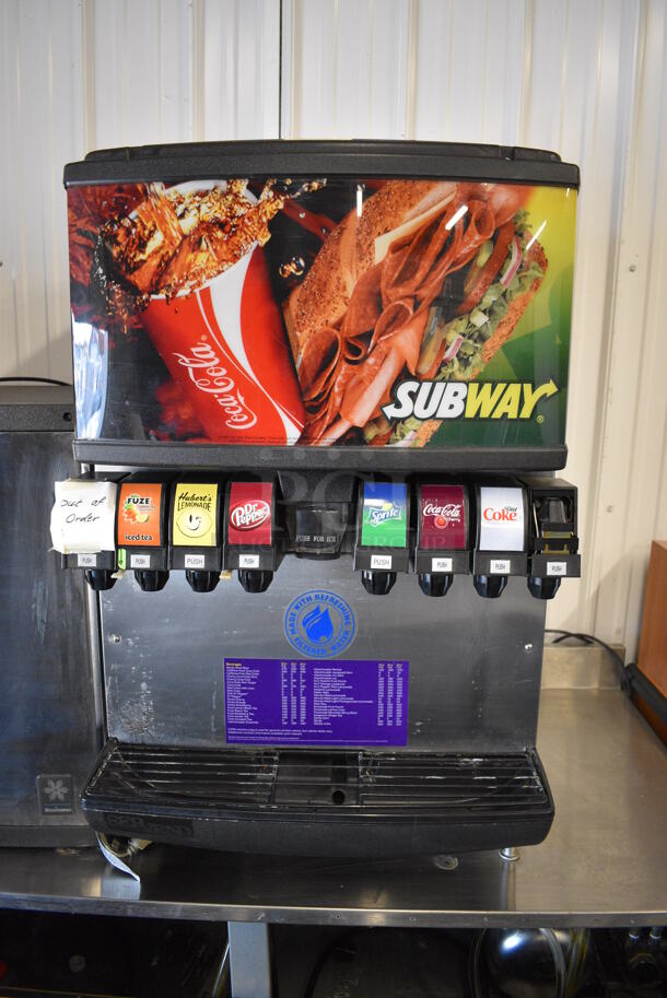 ALL ONE MONEY! Lot of Manitowoc Model QY0424A Stainless Steel Commercial Air Cooled Ice Machine Head and SerVend Model MD175 Stainless Steel Commercial 8 Flavor Carbonated Beverage Machine. 115 Volts, 1 Phase. 24x30x65 - Image 4 of 9