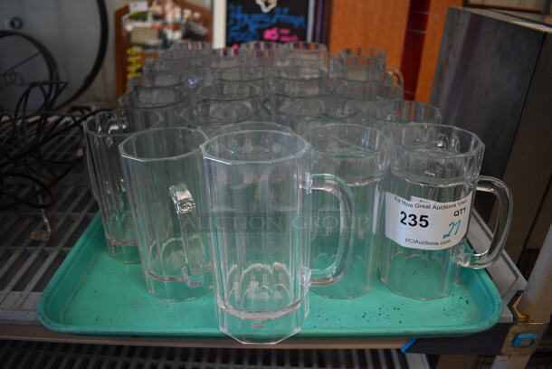27 Clear Poly Mugs on Tray. 5x3x6.5. 27 Times Your Bid!