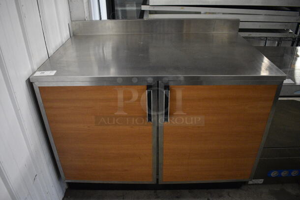 NICE! Duke Model RUF48M Stainless Steel Commercial 2 Door Work Top Cooler w/ Poly Coated Racks. 120 Volts, 1 Phase. 48x30x40.5