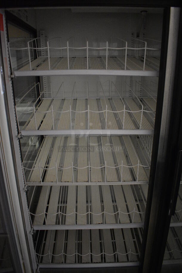 GREAT! True Model GEM-49 Metal Commercial 2 Door Reach In Cooler Merchandiser w/ Poly Coated Racks. 115 Volts, 1 Phase. 54x31x79. Tested and Working! - Image 5 of 6