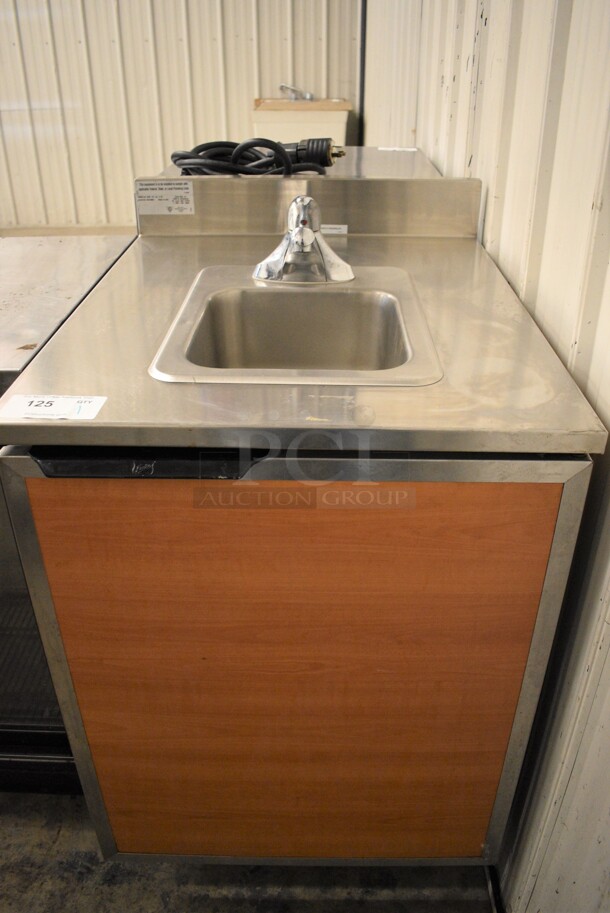 Duke Model SUB-PS-24-CM Stainless Steel Commercial Counter w/ Sink Basin, Faucet, Handle and Wood Pattern Door. 24x30x40