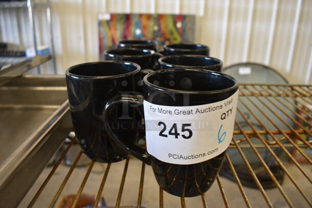 6 Black Poly Mugs. 4.5x3x4. 6 Times Your Bid!