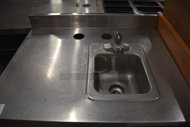 Duke Stainless Steel Commercial Counter w/ Sink Basin, Faucet, Handle and 2 Wood Pattern Doors. Door Needs To Be Reattached. 36x30x41 - Image 4 of 7