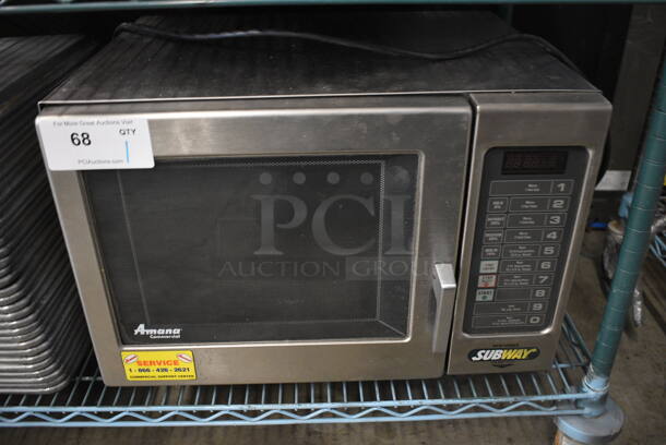 Amana Model RFS10SW2 Stainless Steel Commercial Countertop Microwave Oven. 120 Volts, 1 Phase. 21.5x19x15