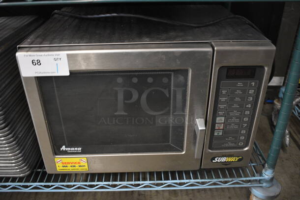 Amana Model RFS10SW2 Stainless Steel Commercial Countertop Microwave Oven. 120 Volts, 1 Phase. 21.5x19x15 - Image 1 of 7