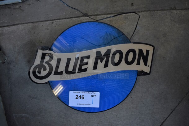 Blue Moon Light Up Sign. 17x3x13. Tested and Working!