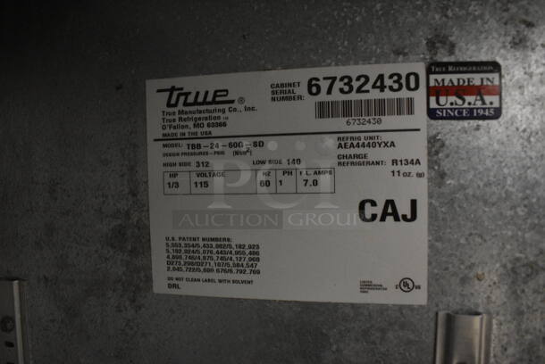 GREAT! True Model TBB-24-60G-8D Metal Commercial Back Bar Cooler Merchandiser w/ 2 Sliding Doors. 115 Volts, 1 Phase. 61x24.5x36. Cannot Test Due To Missing Power Cord - Image 4 of 7