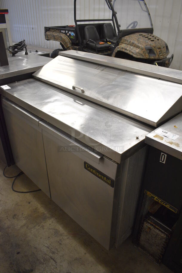NICE! Continental Model SW48-12 Stainless Steel Commercial Sandwich Salad Prep Table Bain Marie Mega Top on Commercial Casters. 115 Volts, 1 Phase. 48x31x43. Tested and Powers On But Temps at 46 Degrees - Image 3 of 8