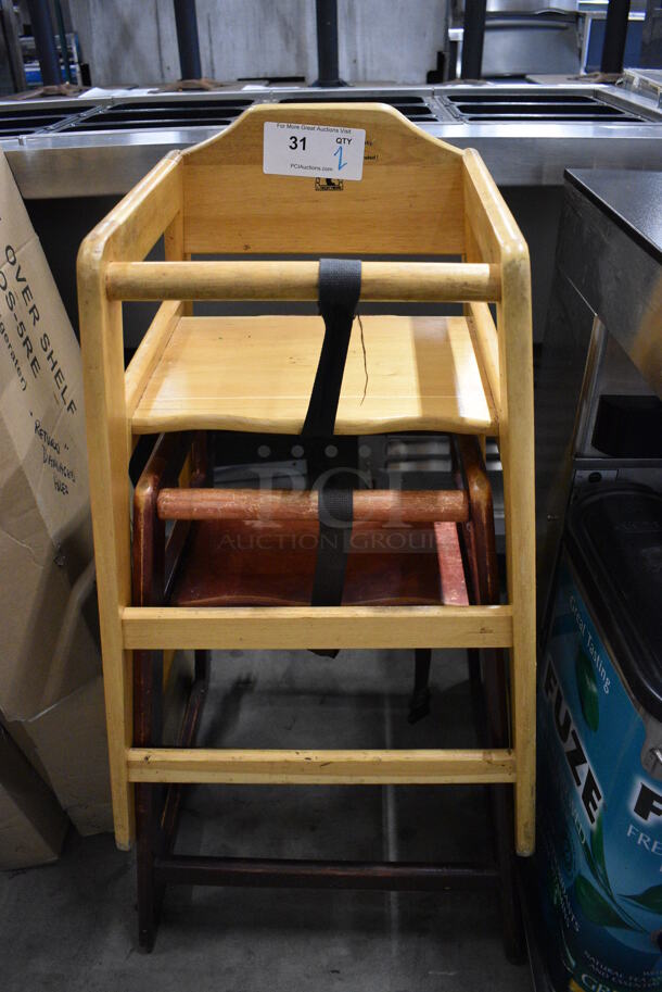 2 Wood Pattern High Chairs. 19x20x29. 2 Times Your Bid! - Image 1 of 3